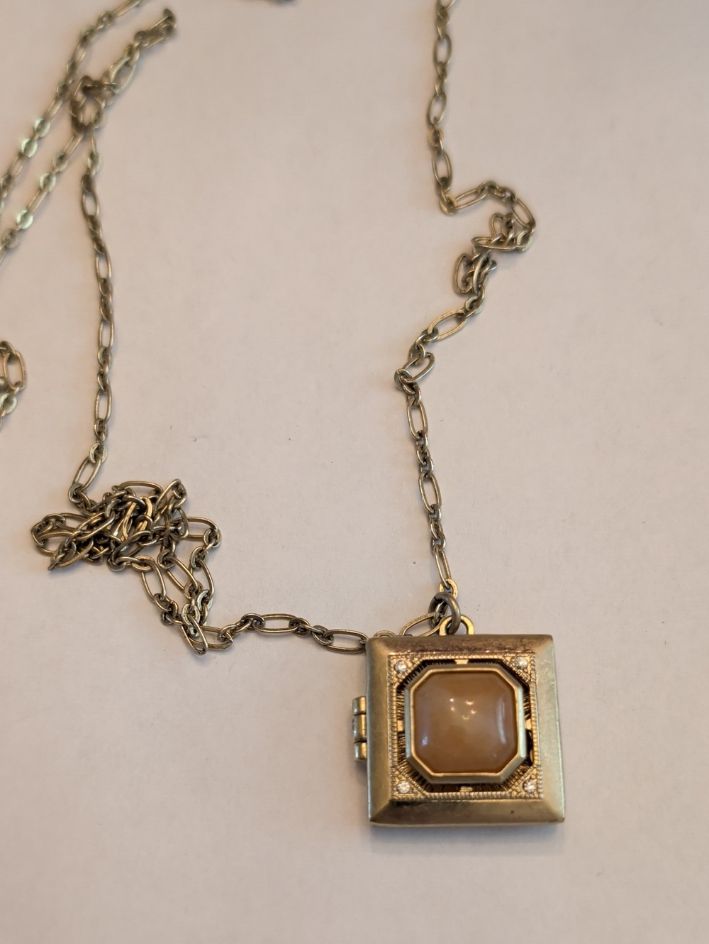 J. Crew Gold-Tone Square Locket Necklace with Champagne Center
